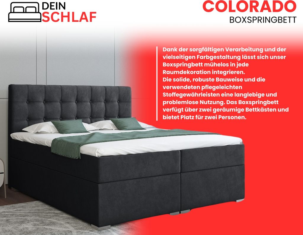 Boxspringbett COLORADO 160x200 cm Kronos 34 Anthrazit Produktbild 3