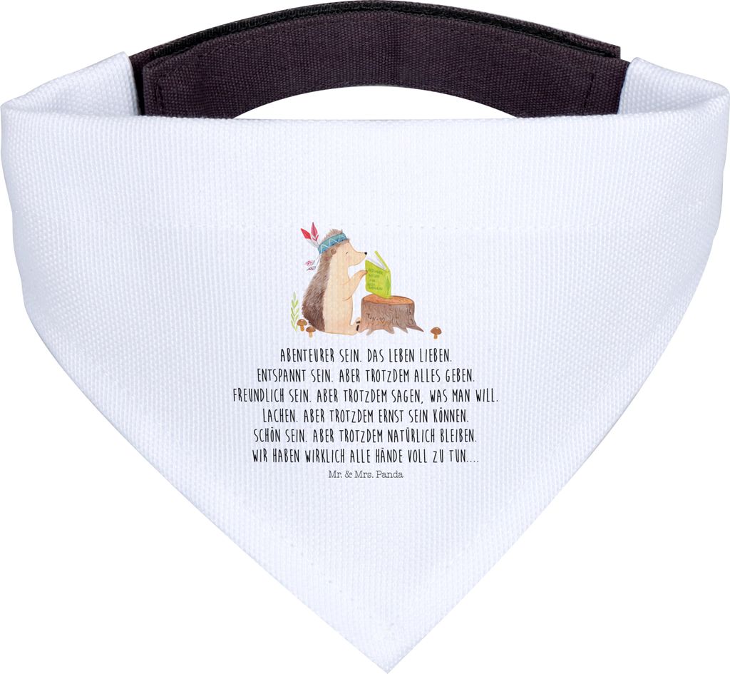 Mr. & Mrs. Panda Halstuch Hund Igel Federschmuck - Weiß - Geschenk, Bandana für Hunde, Hundehalstuch, Tuch, Tiere, Lagerfeuer, Abenteuer, Camping...