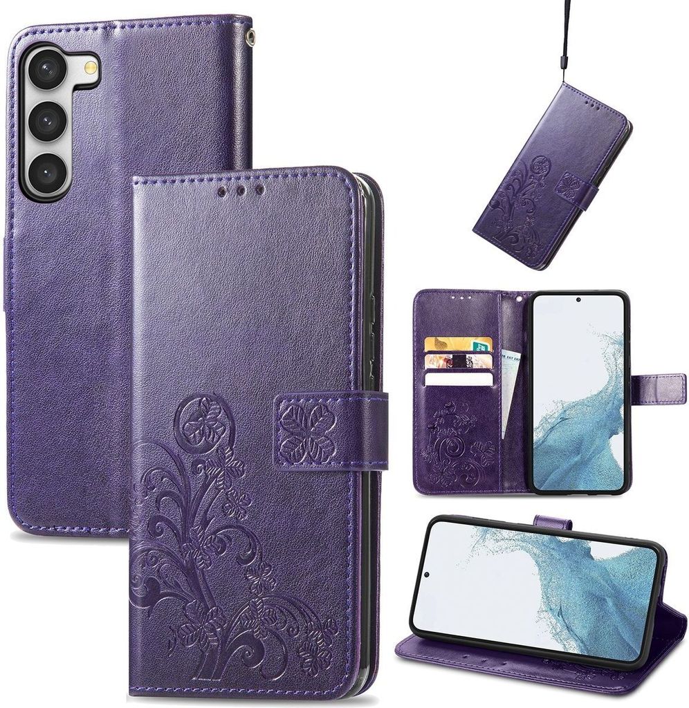 König Design Hülle kompatibel mit Samsung Galaxy A54 5G Kunstleder Handyhülle - Handy Case Violett