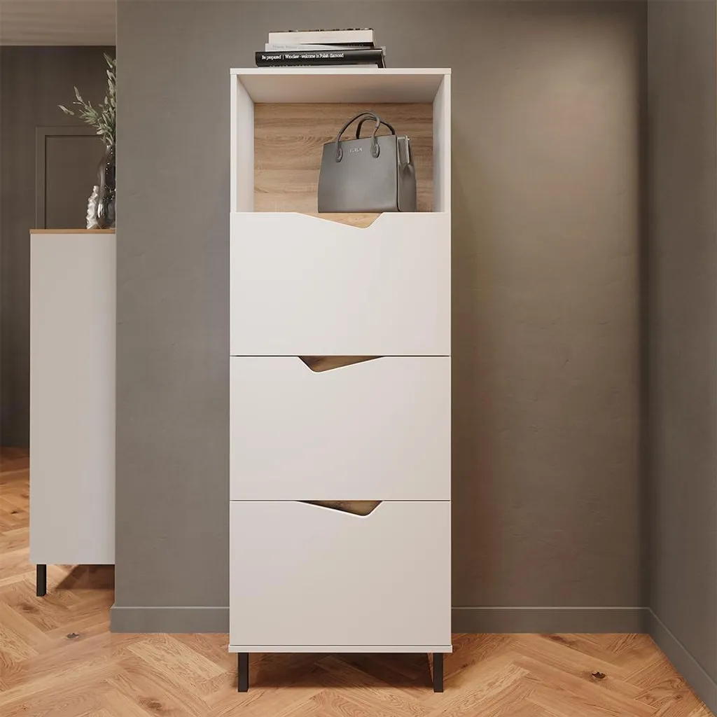 Armoire de rangement haute Vicco Marelle 4 compartiments blanc