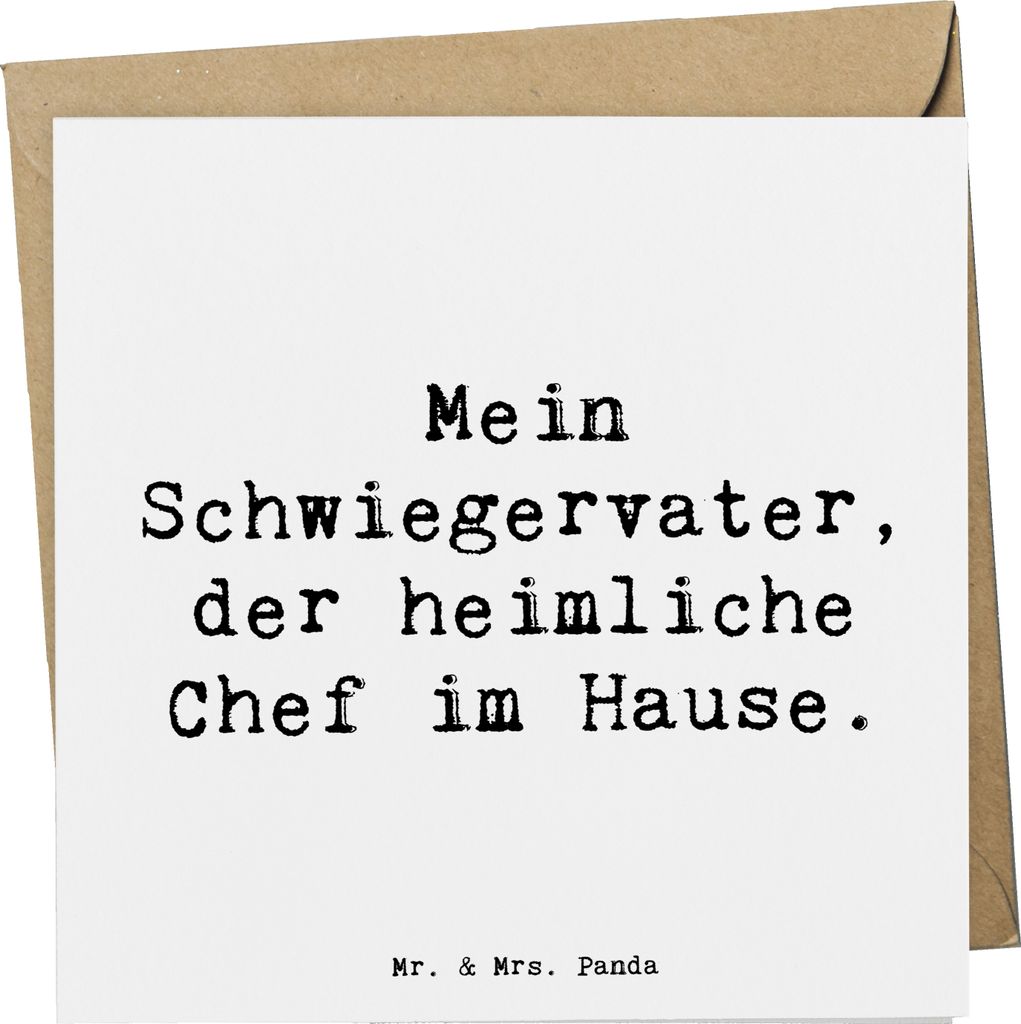 Mr. & Mrs. Panda Grußkarte Spruch Schwiegervater Chef - Weiß - Geschenk, Handarbeit, Freude, Herz und Seele, Verwandtschaft, doppelkarte, anlassk...