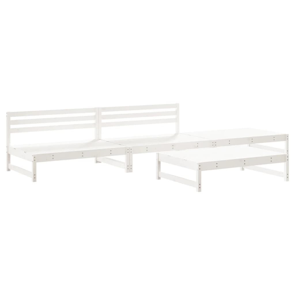 4-tlg. Garten-Lounge-Set Weiß Massivholz Kiefer Produktbild 