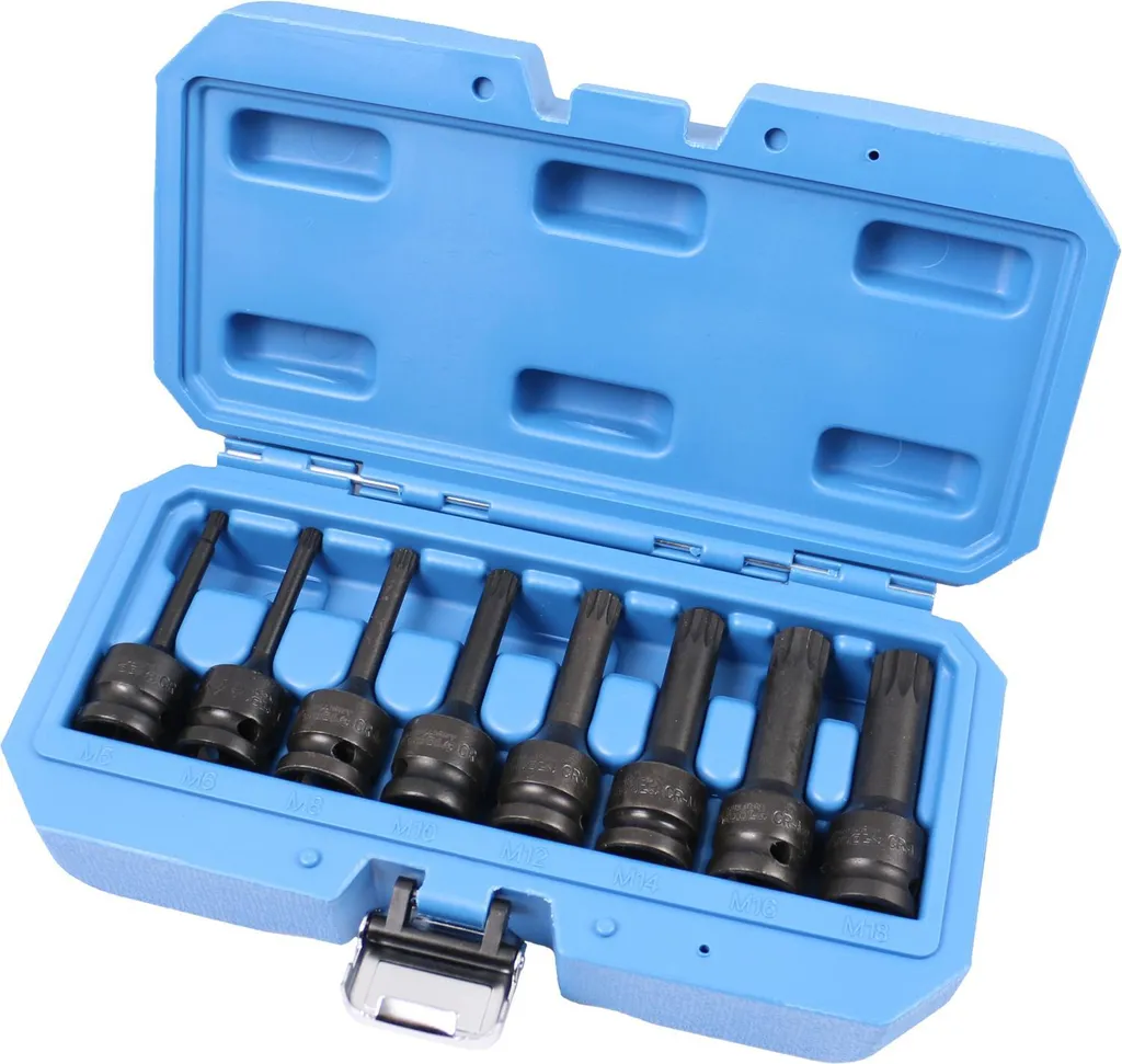 Douilles de puissance XZN 1/2 en acier haute résistance M5 à M18 8pcs