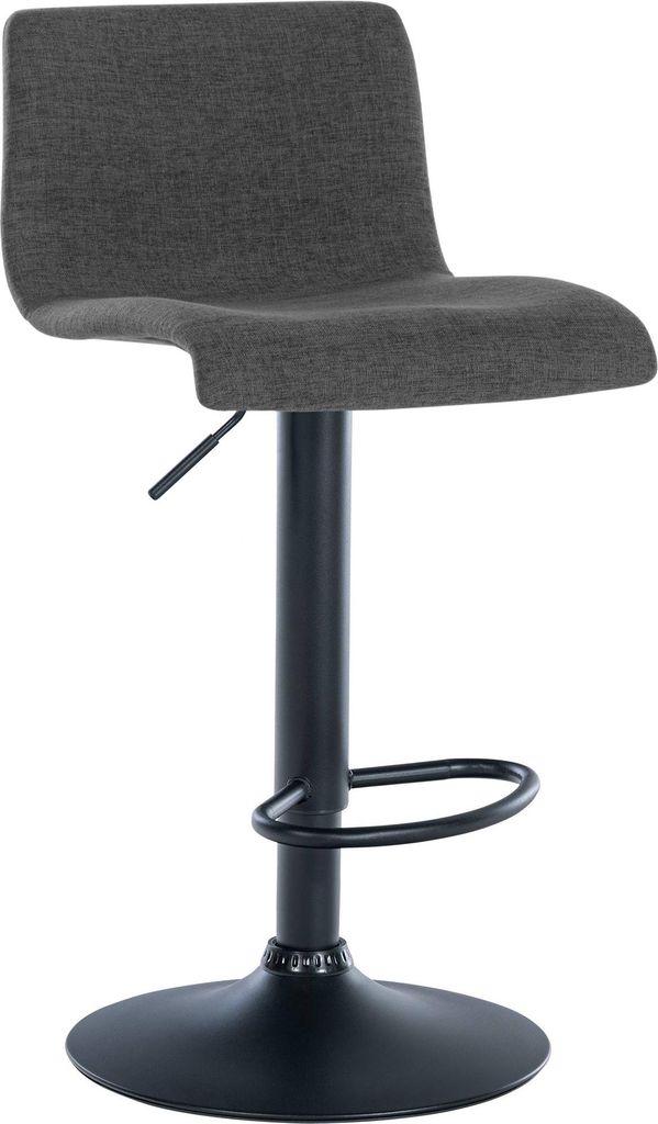 Barhocker GEBEL - Stoff Dunkelgrau 39x36x84 cm | Barstuhl Höhenverstellbar Mit Lehne Drehbar Tresenhocker Tresenstuhl Kneipenhocker Kneipenstuhl