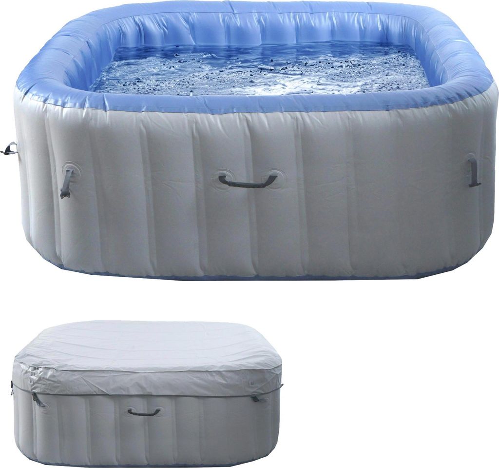 Whirlpool HWC-N97, Ersatz-Pool 5 Personen, In-/Outdoor aufblasbar PVC laminiert, eckig 180cm, grau-blau