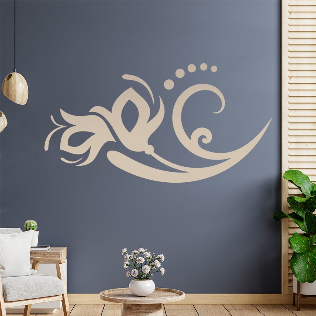 Blume - Linien Punkte Wandtattoo in 6 Größen - Wandaufkleber Wall Sticker - Dekoration, Küche, Wohnzimmer, Schlafzimmer, Badezimmer