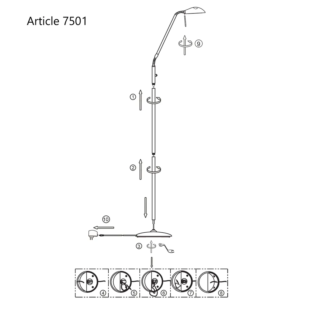 Mexlite - lampada da terra - Biron - bronzo - vetro metallo - lampada di design - LED - 7501BR - 9