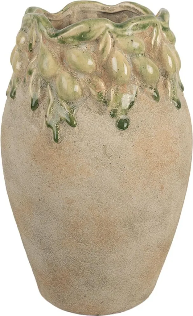 Cache-pot en terre cuite décor Olives Ø 18x27 cm style Provençal