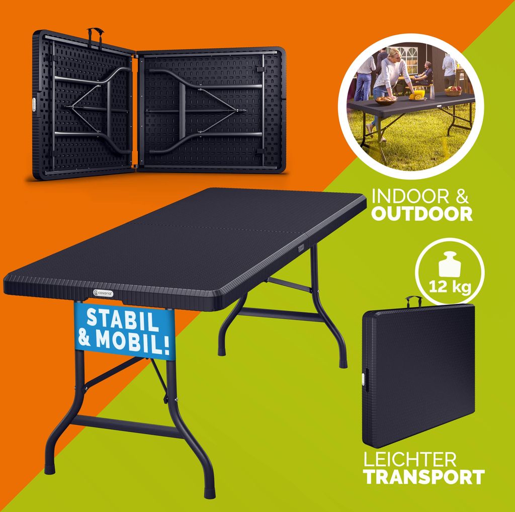 CASARIA® Gartentisch klappbar Polyrattan Campingtisch Produktbild 8