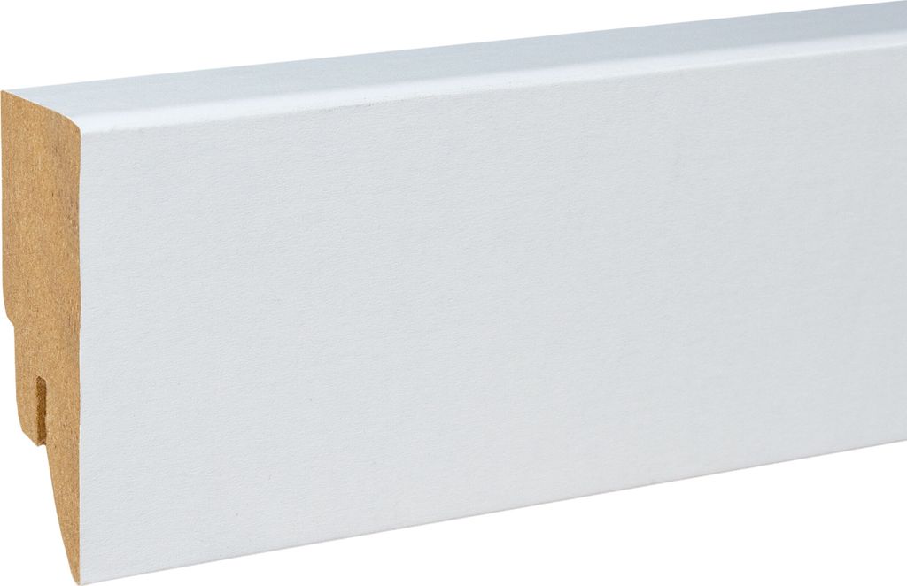 Sockelleiste MDF 16 x 58 x 2500 mm Weiß zum Kleben, Clipsen, Schrauben & Nageln MDF-Kern foliert Fußleiste by PROVISTON 12.5 Meter | 5 Stück
