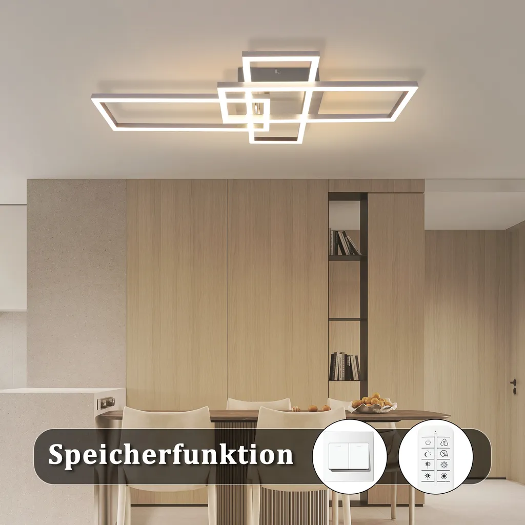 Plafonnier LED moderne pour salon et bureau 72cm Argent Dimmable 48W - 5