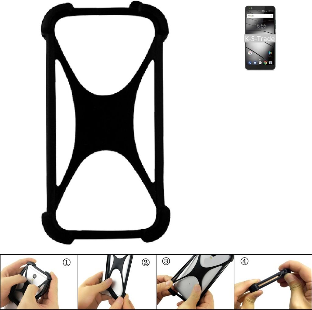 K-S-Trade Handy-Hülle Schutz-Hülle kompatibel mit Gigaset GS370 Silikon Bumper TPU Softcase Smartphone Stoßschutz, schwarz