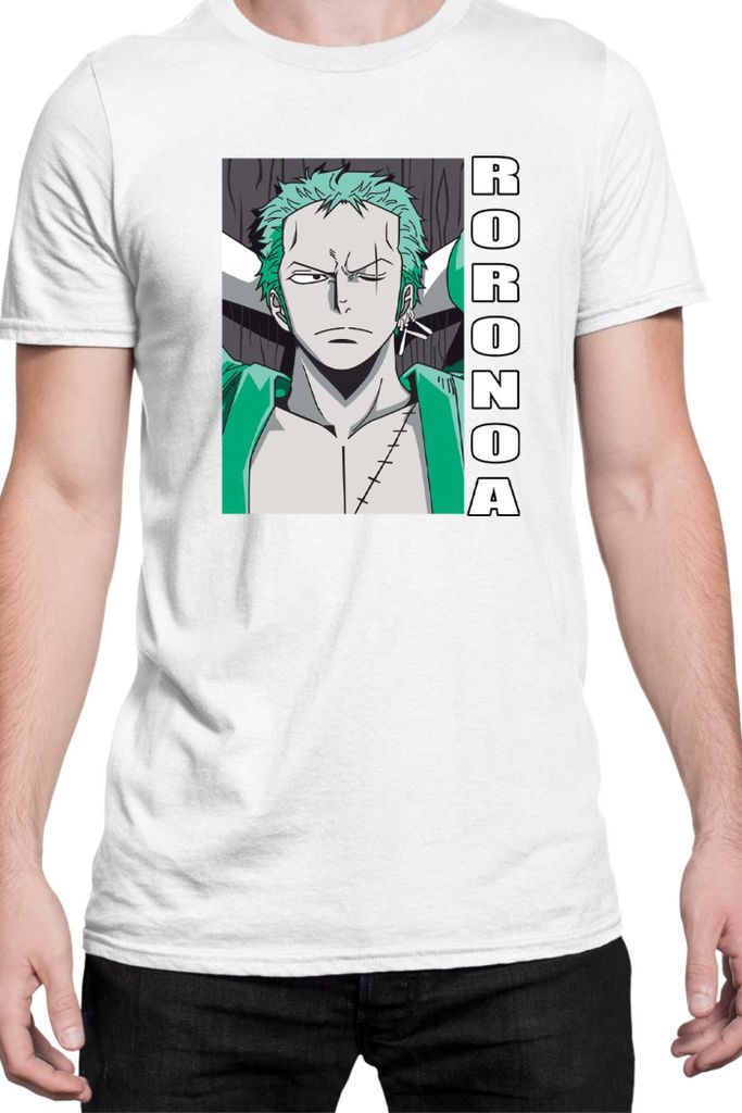 Herren T-Shirt Japan Manga Anime Comics Animation One Manga Piece Anime Zoro Sword Master, Man M / Weiß
