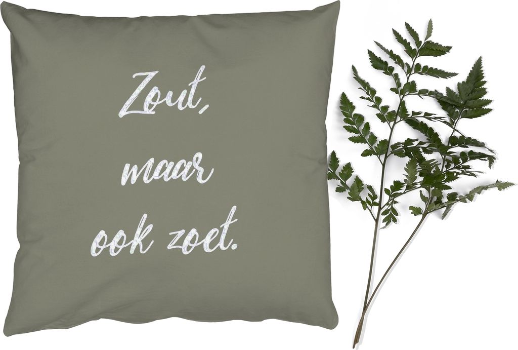 MuchoWow Zierkissen Sofakissen Wohnzimmer Dekokissen 50x50 cm Sprichwörter - Salzig, aber auch süß - Zitate - Kräuter - Komfort - Sofakissen