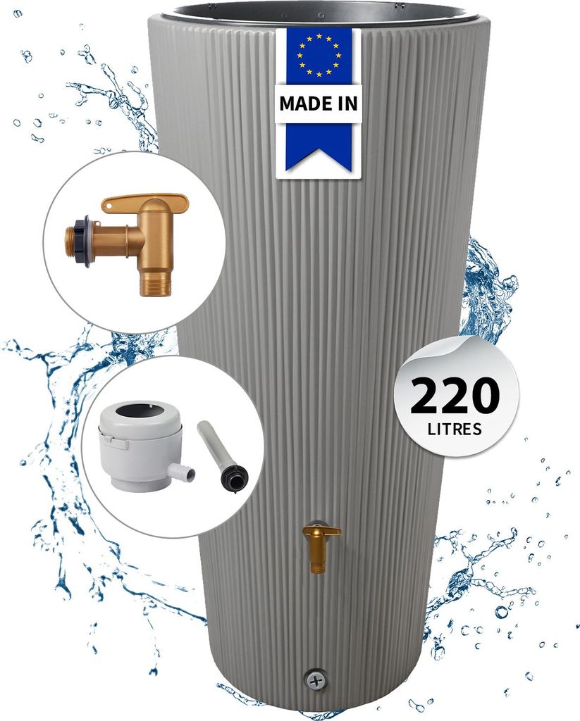 4rain Réservoir VASO DÉCOR 2en1 220 L, gris zinc incl. Image du produit 