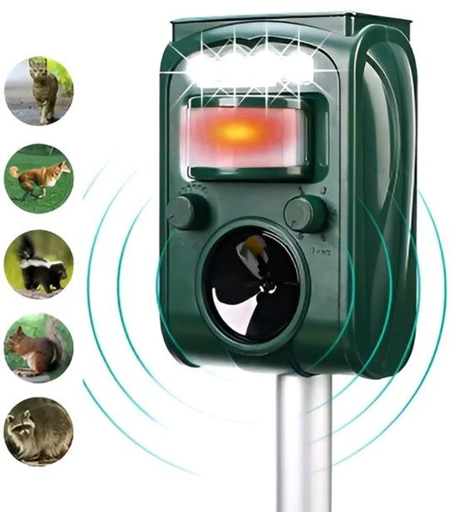 Répulsif oiseaux haut de gamme à ultrasons avec détecteur LED - Pro-V1