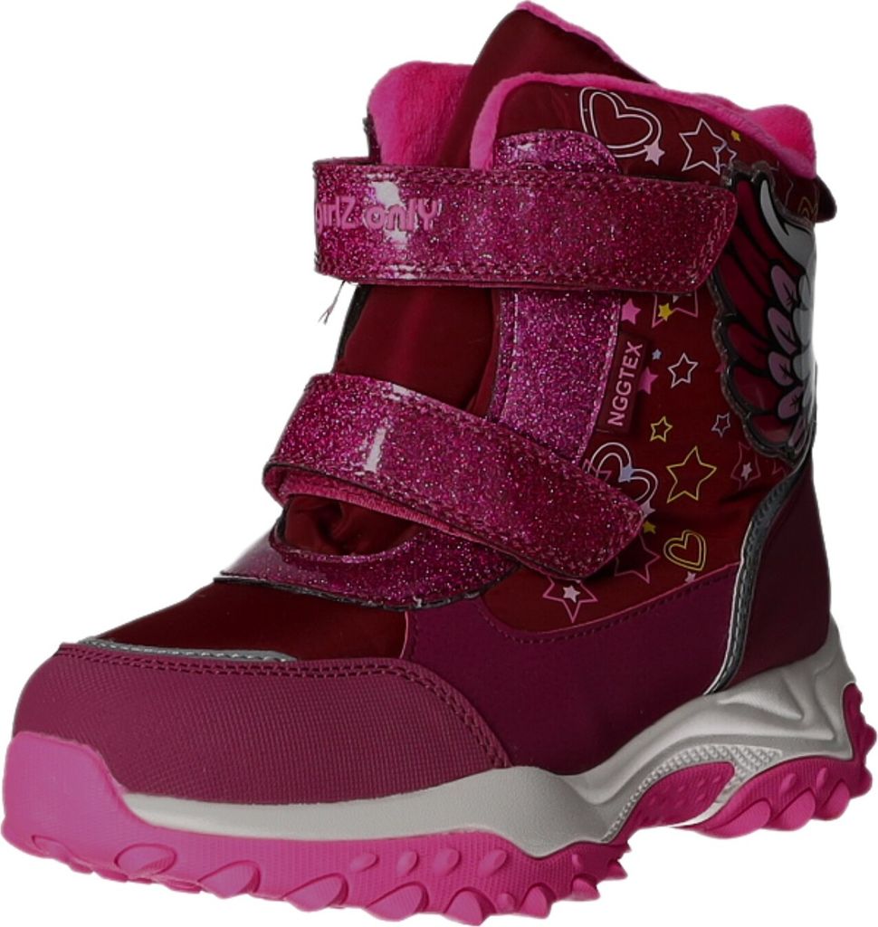 girlZ onlY Kinder-Mädchen-Outdoor-Allwetterstiefel gefüttert Pink-Lila-Weiß-Mehrfarbig, Farbe:rot, EU Größe:32