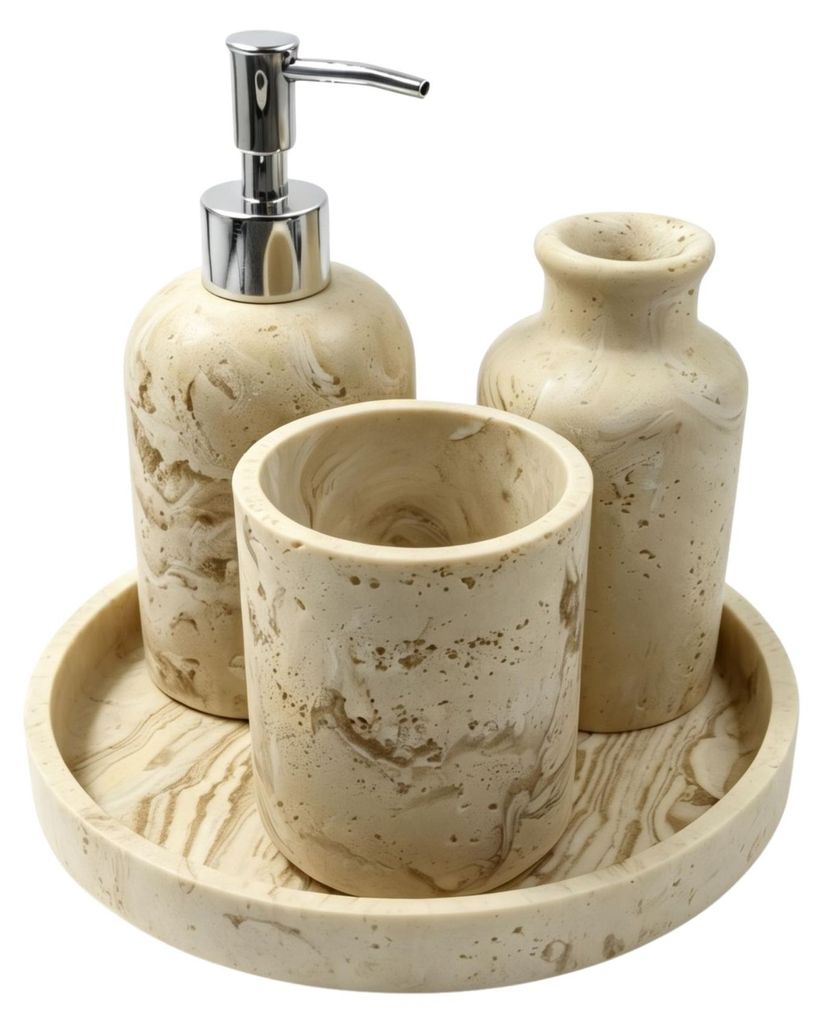 Badaccessoires Deko-Set 4-tlg. aus Epoxidharz , Produktbild 