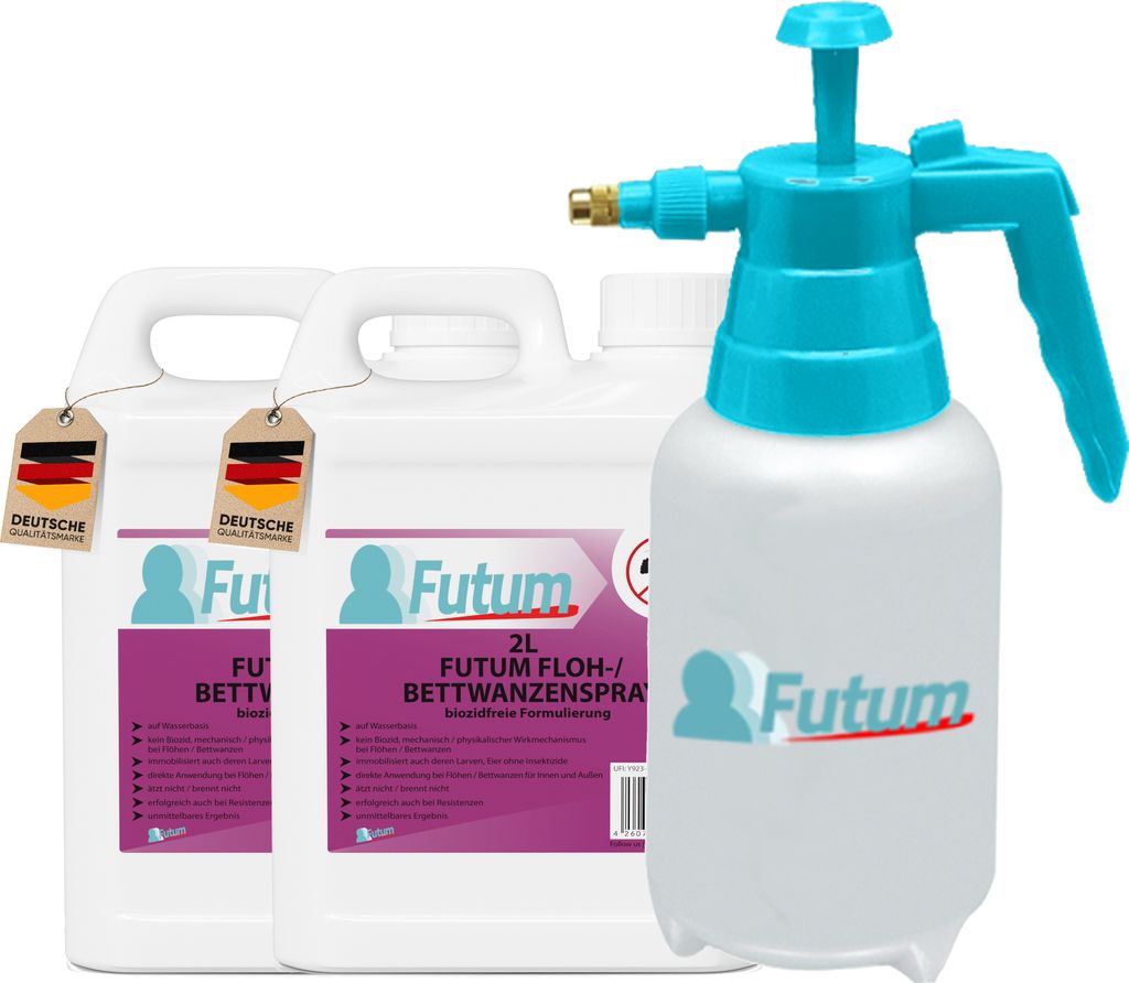 FUTUM 2x2L+2L Sprüher Bettwanzen Spray Floh Mittel Flöhe Produktbild 