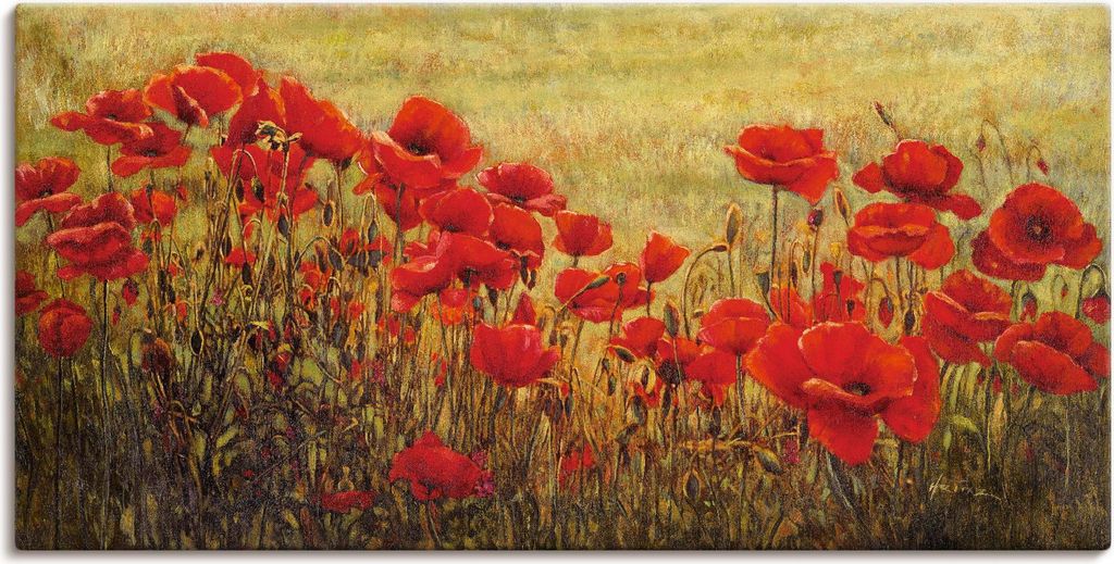 ARTland Leinwandbild Mohnfeld Größe: 40x20 cm
