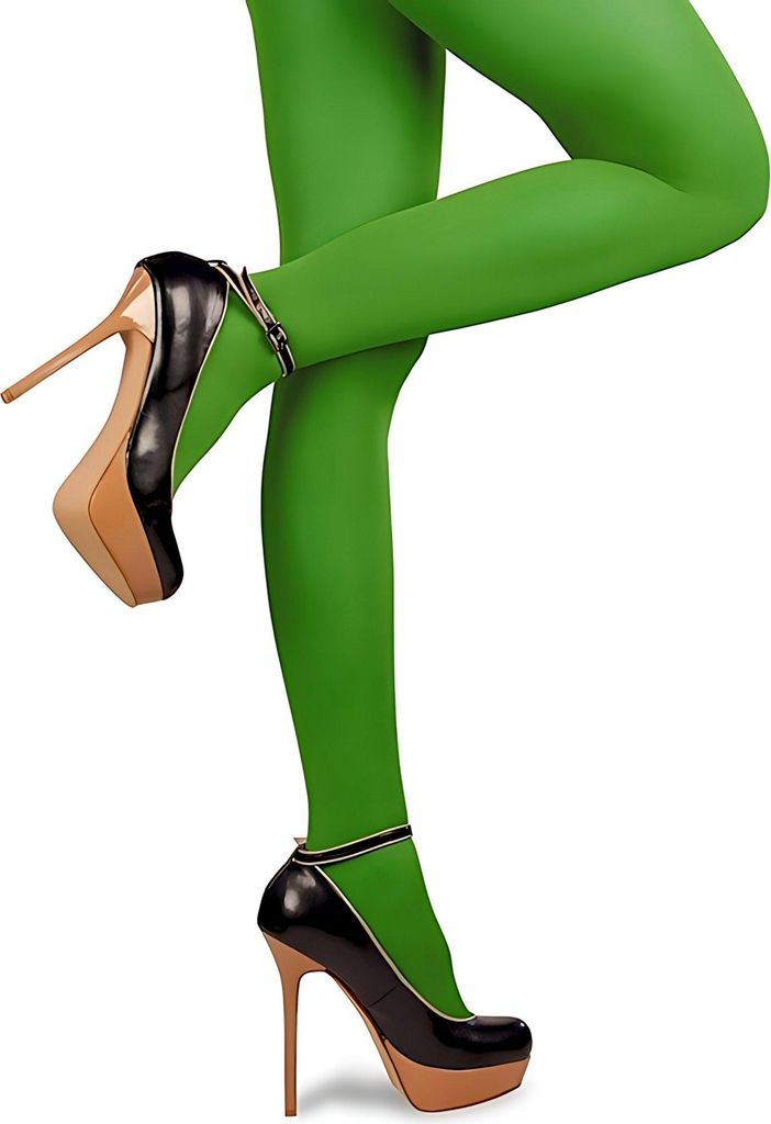 Hexen Strumpfhose grün für Halloween Kostüm Damen Größe: S-M