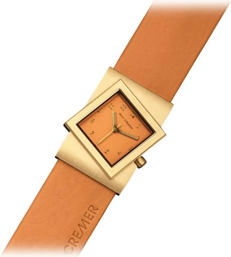 Montre de soirée chic Rolf Cremer Turn-S Gold Orange pour femme élégante