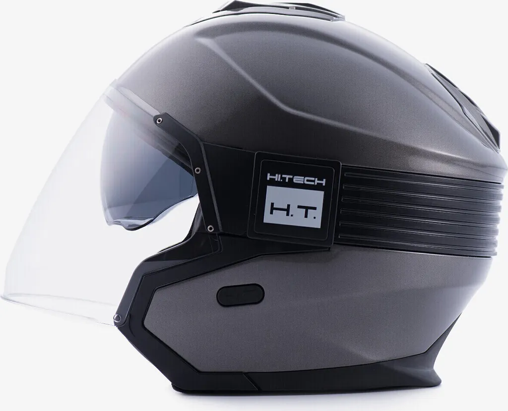 Casque jet Hacker BTR avec écran anti-rayures, Noir mat et Bleu, M 57-58