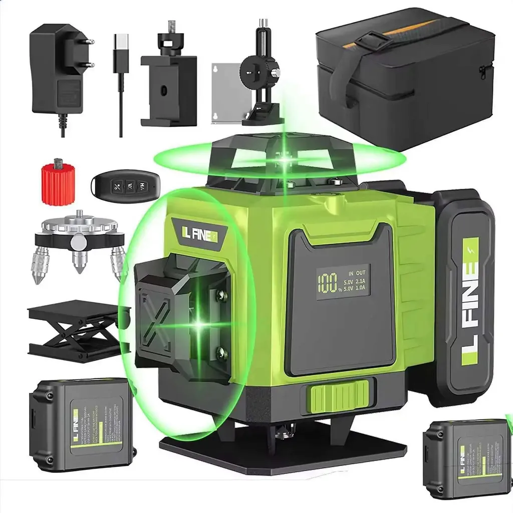 Niveau Laser 16 Lignes : Fini les Alignements Faussés - Kit 2 Batteries