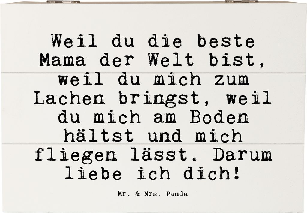 Mr. & Mrs. Panda Kiste Weil du die beste... 22 x 15 cm - Weiß - Geschenk, Sprüche, Mutter, mit Deckel, Geschenkbox, Box aus Holz, Mama Spruch, Da...