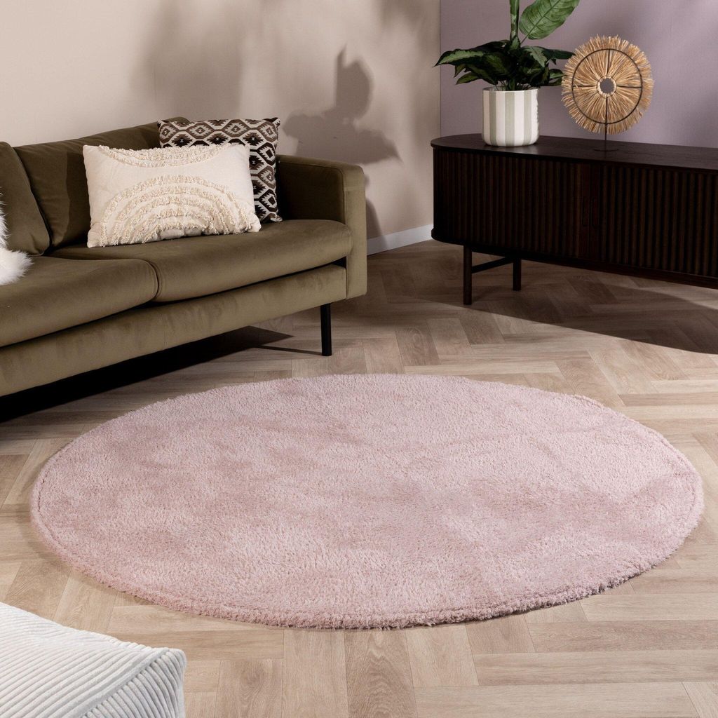 Volero - Weicher runder Teppich – Teddy Rosa - Ø 80cm - Wohnzimmer, Kinderzimmer, Schlafzimmer, Babyzimmer, Jugendzimmer - Modern, Skandinavisch...