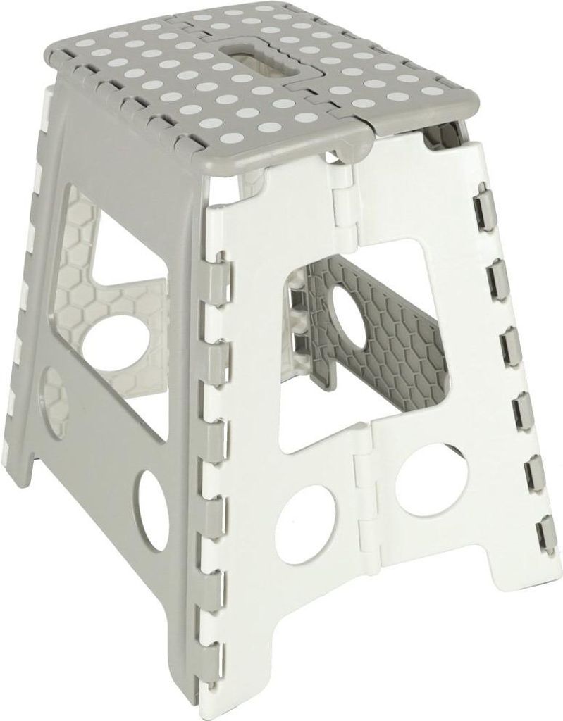 Sgabello pieghevole antiscivolo alto 39 cm grigio chiaro Immagine del prodotto 