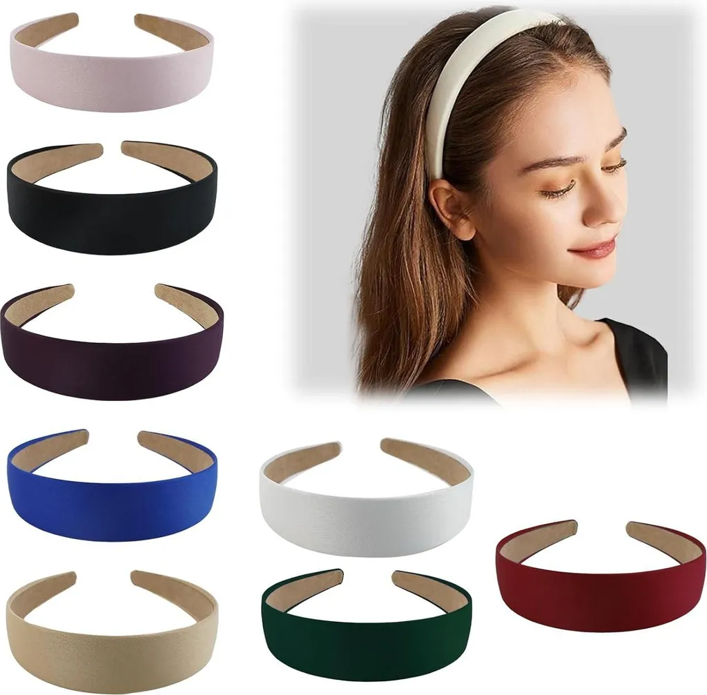 Serre-tête large DIY pour femme lot de 8 pièces en 7 couleurs assorties