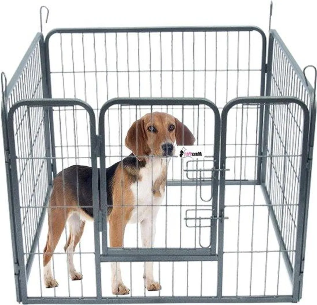 Enclos pliable pour chien 4 panneaux noir 79 x 61 cm - Parc modulable