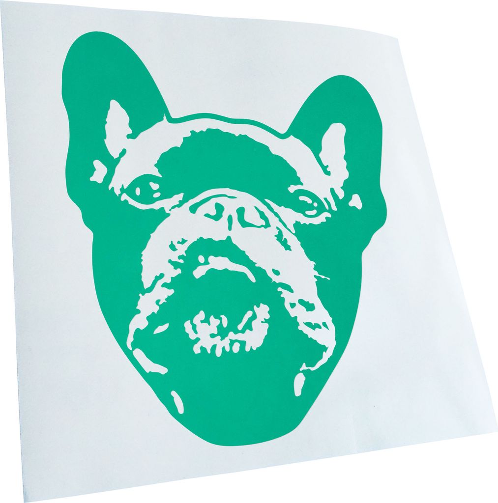 Kiwistar - Autoaufkleber - French bulldog Hund - Türkis - 60x50cm - Aufkleber für Auto, Laptop, Fahrrad, LKW, Motorrad mehrfarbig JDM Decal Racing