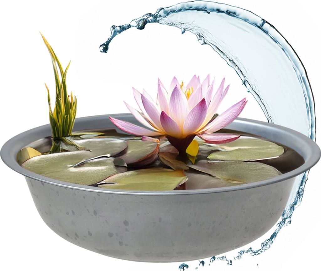 3.06 Garten Schale zum bepflanzen oder als Mini Teich - ca. Ø 40 cm x 12 cm - Metall Pflanzschale - Farbe: Silber (verzinkt)