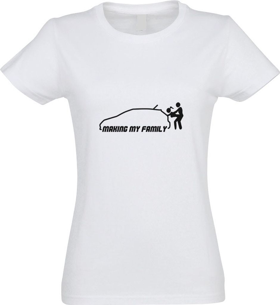 Kiwistar - T-Shirt tailliert - Damen - Weiss - Making My Family - mit Motiv Bedruckt - Funshirt Design - Sport - Freizeit - Damen - L