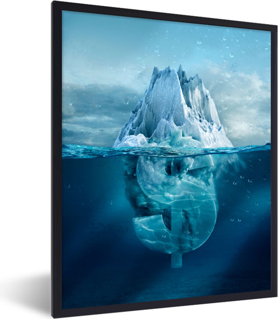 MuchoWow MuchoWow Gerahmtes Poster Eiscreme - Meer - Dollar 30x40 cm - Poster mit zchwarzem Bilderrahmen - Wanddeko - Kunstdrucke