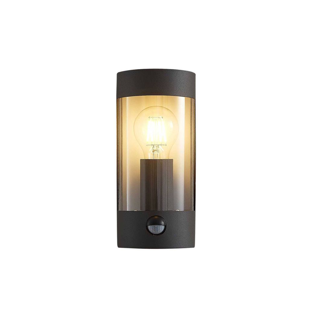 Lindby Außenwandlampe Junias, 24 cm, anthrazit, Sensor