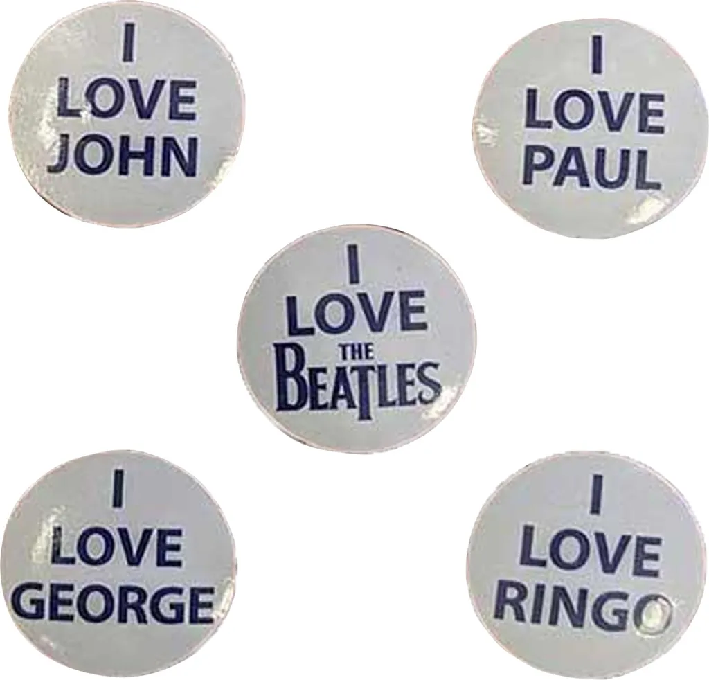 The Beatles Official Badge Pack RO10188 I Love - 5 Pcs Set Blue/White