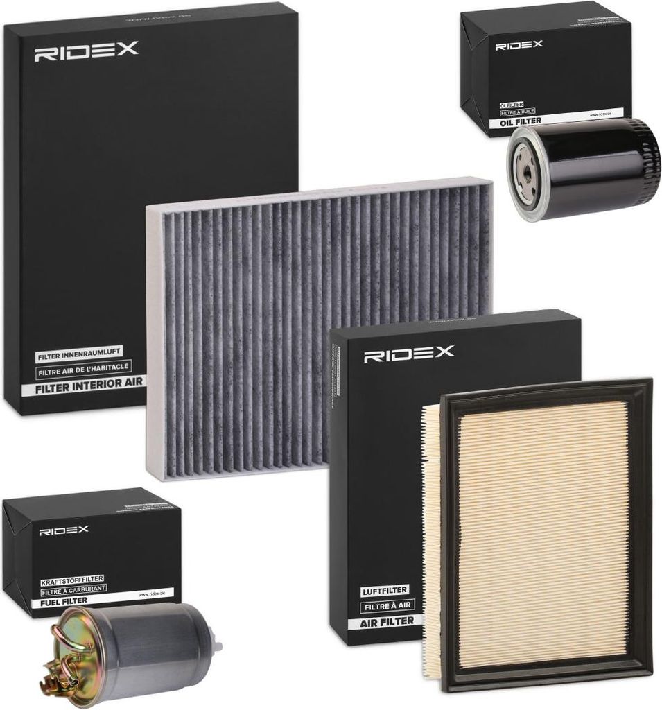 RIDEX Filterset Inspektionspaket Filtersatz für VW GOLF III (1H1) Golf IV Cabrio (1E) Golf III Cabrio (1E7) GOLF III Variant (1H5) Vento (1H2)