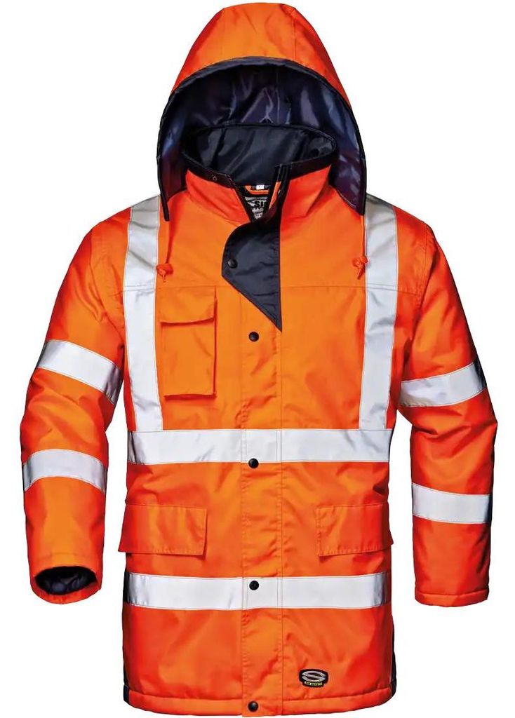 Sir Safety MOTORWAY Herren Warnschutzjacke wasserdicht mit Kapuze Klasse 3, L, Warnorange