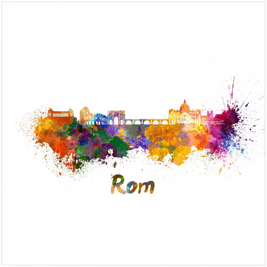 Wallario Sticker / Aufkleber für Kühlschrank / Geschirrspüler / Küchenschränke, selbstklebende Folie - 60 x 60 cm, Motiv: Städte als Aquarell...
