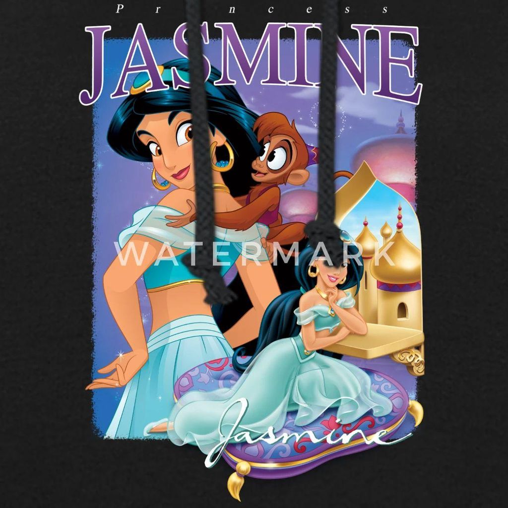 Prinzessin Jasmin Mit Treuem Äffchen Abu Damen Hoodie, M, Schwarz