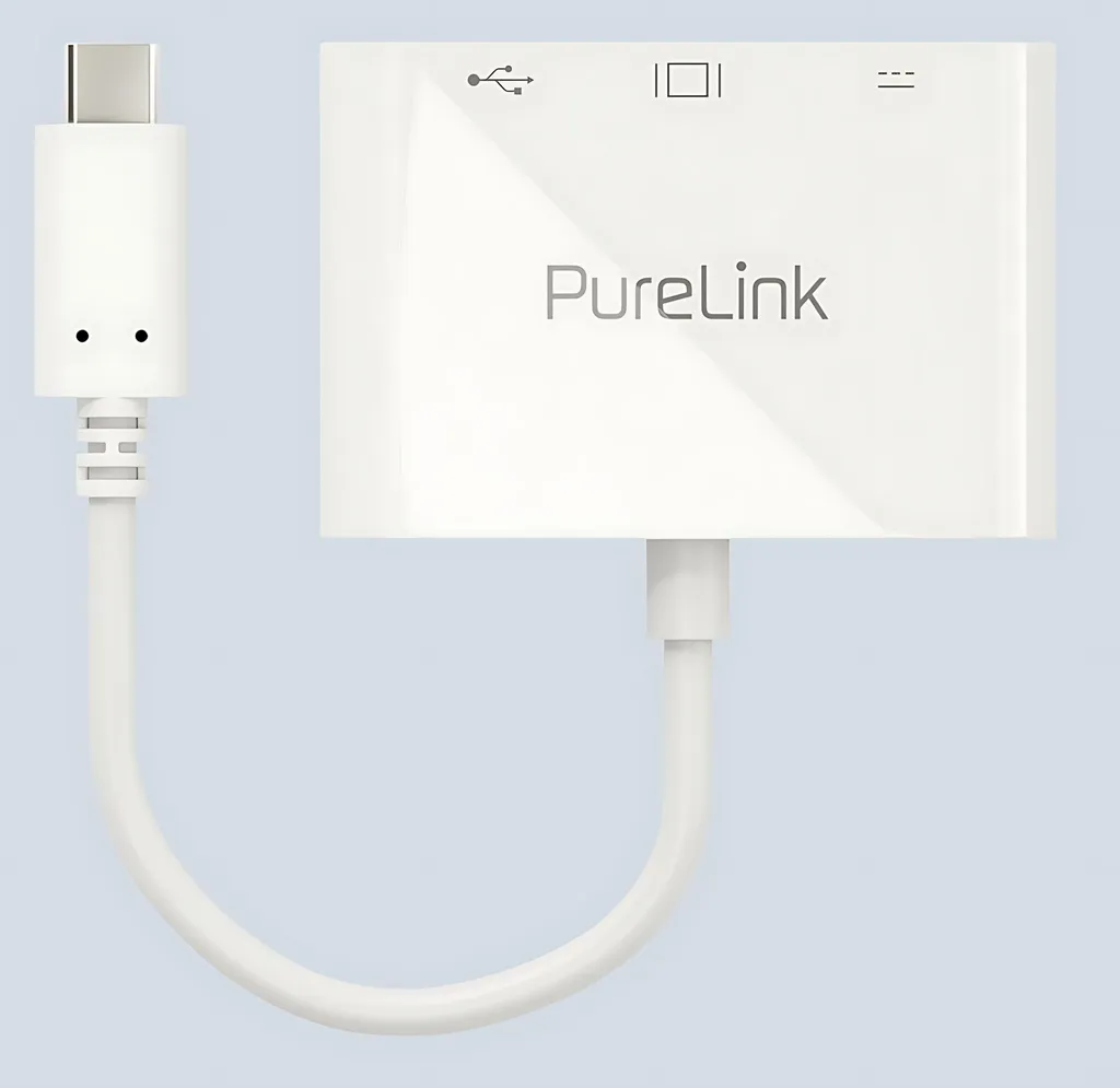 Adaptateur USB-C multiport iSeries blanc 10cm avec ports de recharge