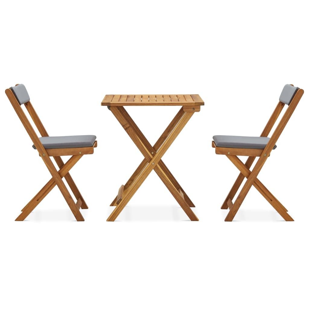 set bistrot 3 pezzi pieghevole con cuscini in legno Immagine del prodotto 