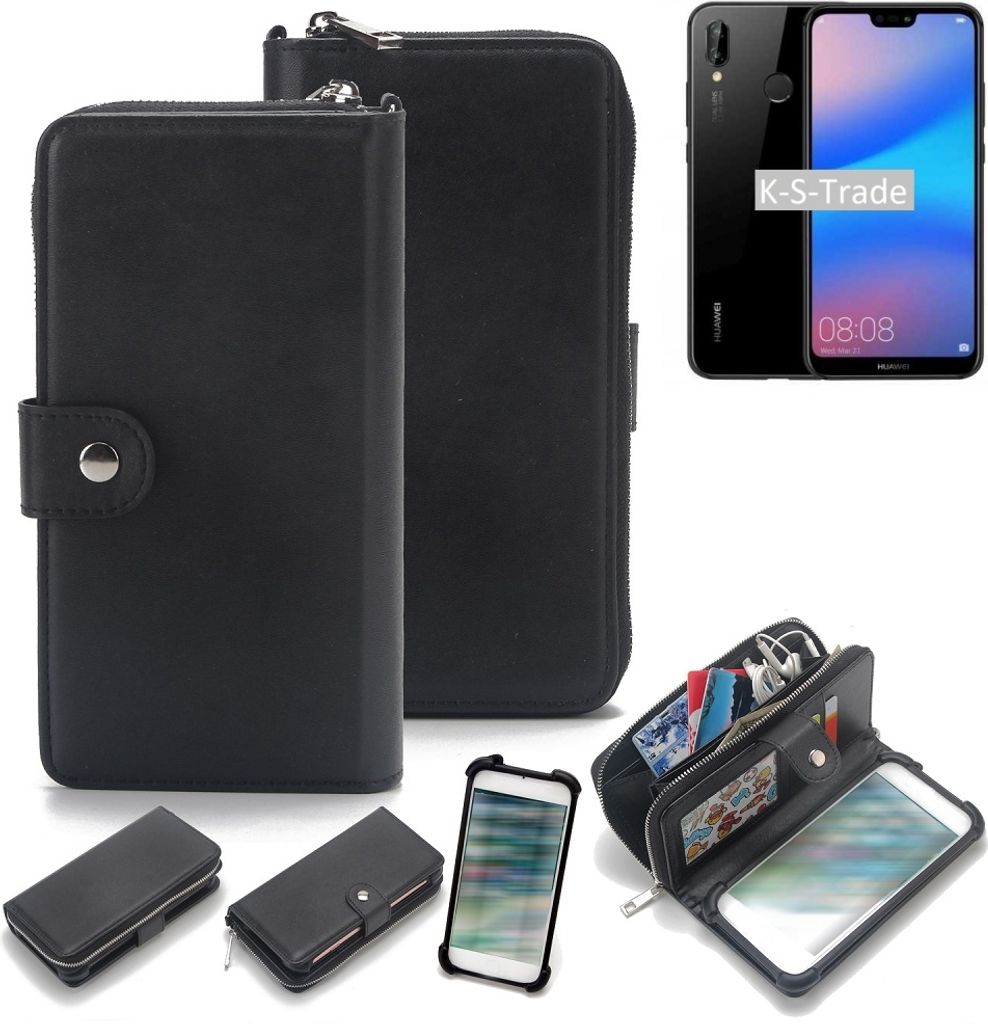 K-S-Trade 2in1 Handyhülle Schutzhülle kompatibel mit Huawei P20 Lite & Portemonnee Cover Handy Hülle Case Etui Geldbörse Wallet Bookstyle Hülle