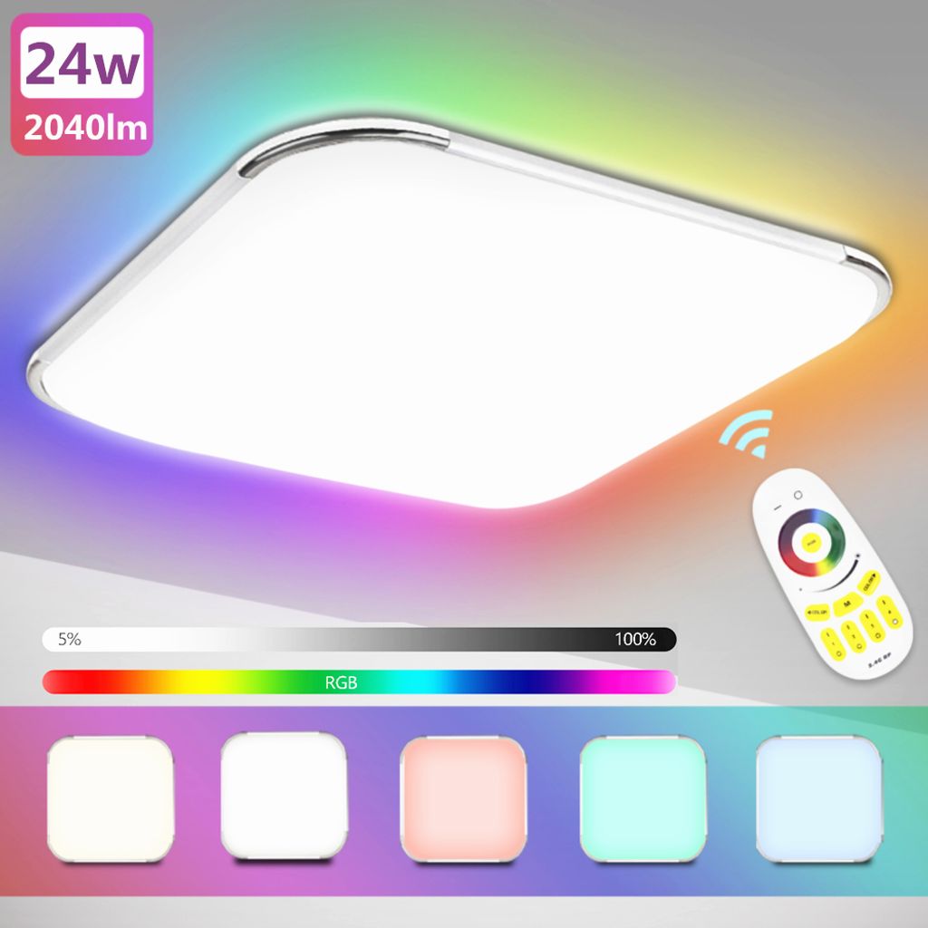 48W LED Deckenlampe RGB Farbwechsel Dimmbar Küche Deckenleuchte Fernbedienung 