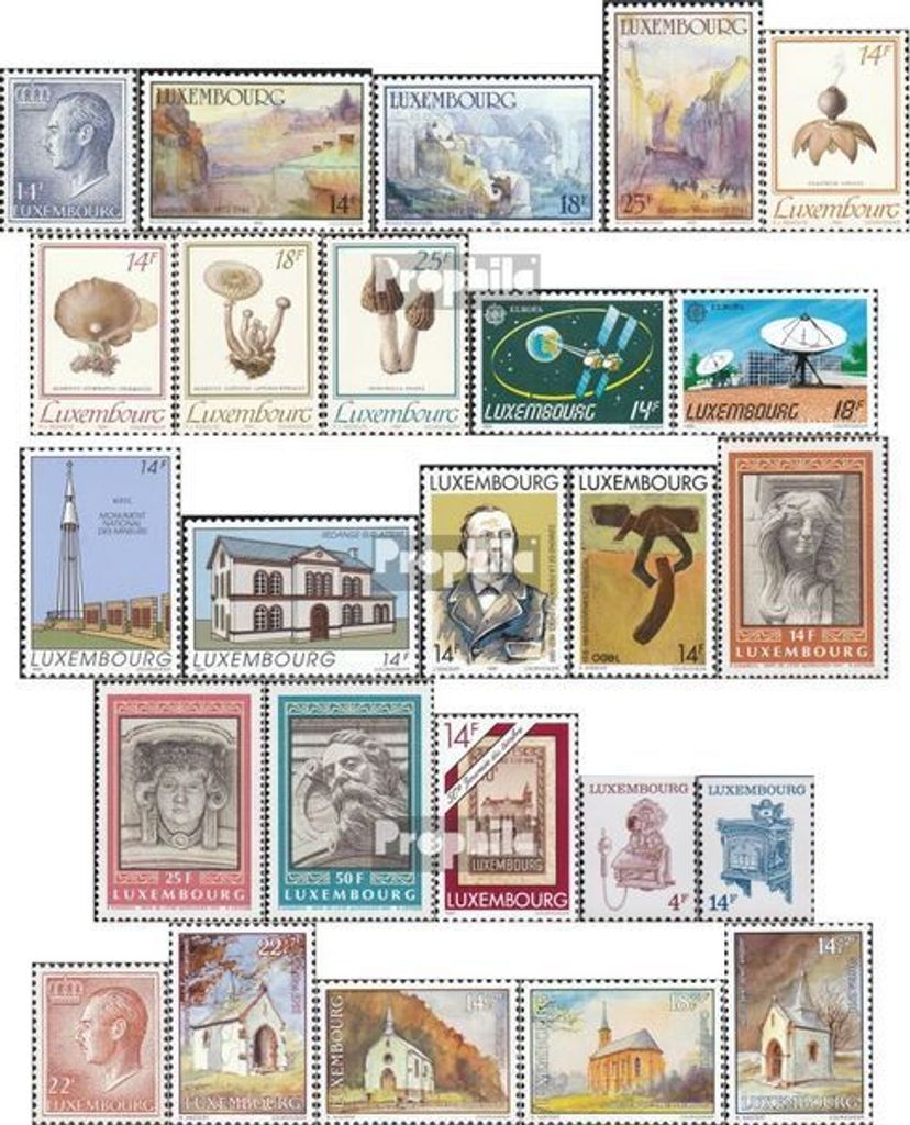 Briefmarken Luxemburg 1991 Mi 1263-1287 (kompol.Ausg.) Jahrgang 1991 komplett postfrisch Freimarke