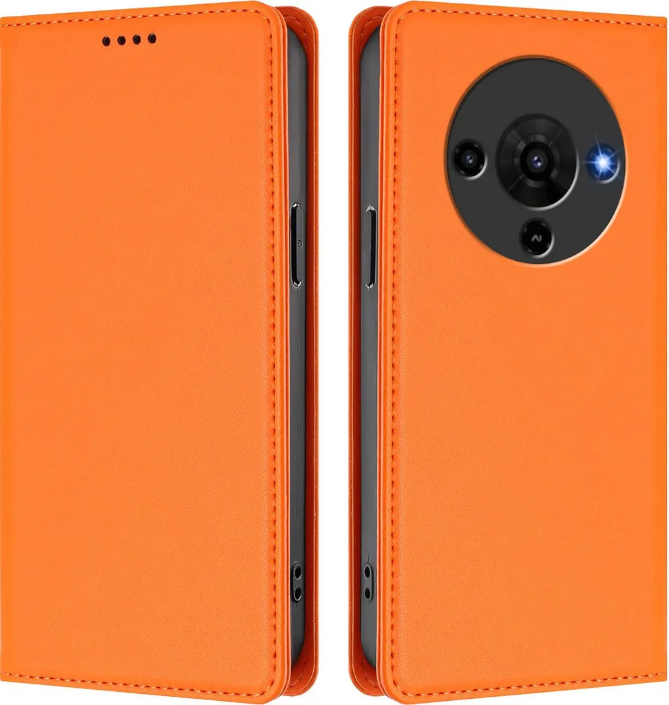 Custodia Premium ZTE Blade A76 5G - Arancione Pelle Sintetica Magnetica