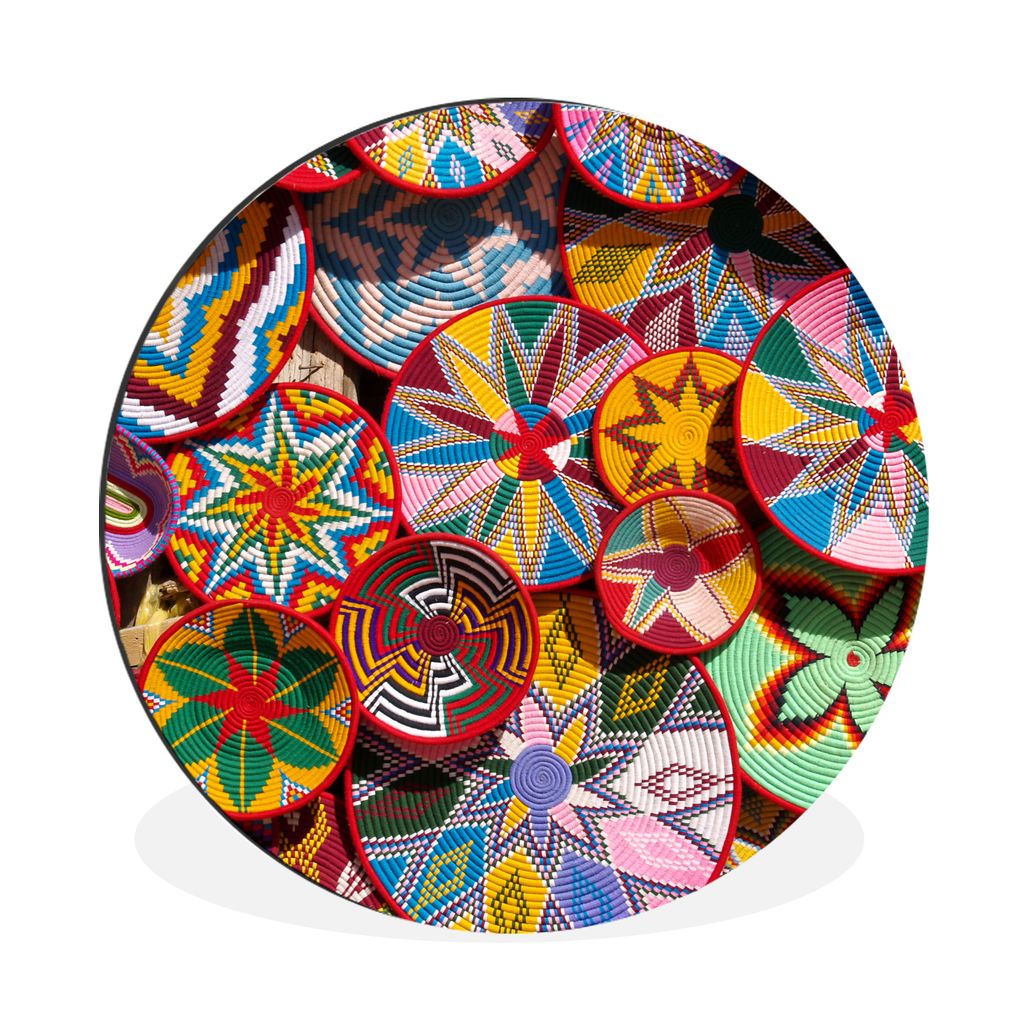MuchoWow Aluminium Wandkreis Kreis - Muster - Farben Ø 90 cm Wanddeko Modern Wohnzimmer - Mauerkreis - Wandbilder - Runde Bild - Bild aus Alumin...